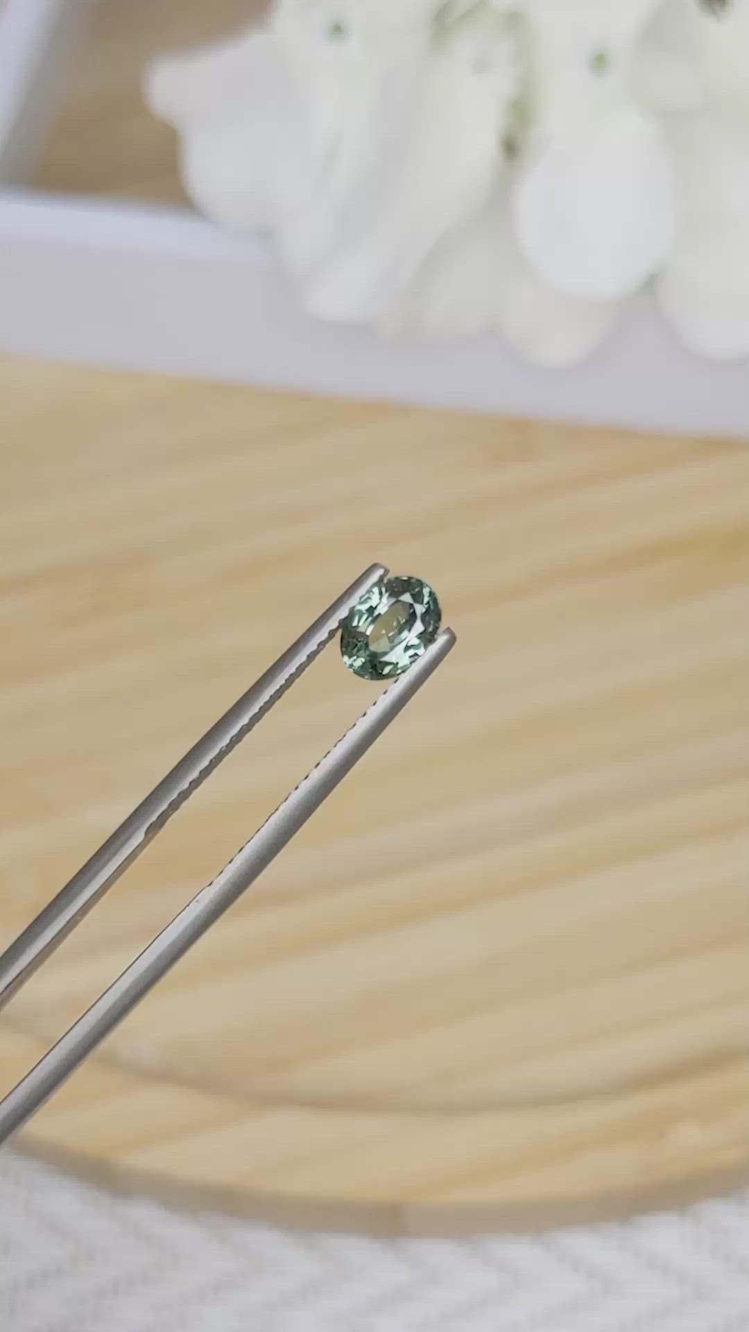 0.87 Ct. Green Sapphire from Madagascar Size Video