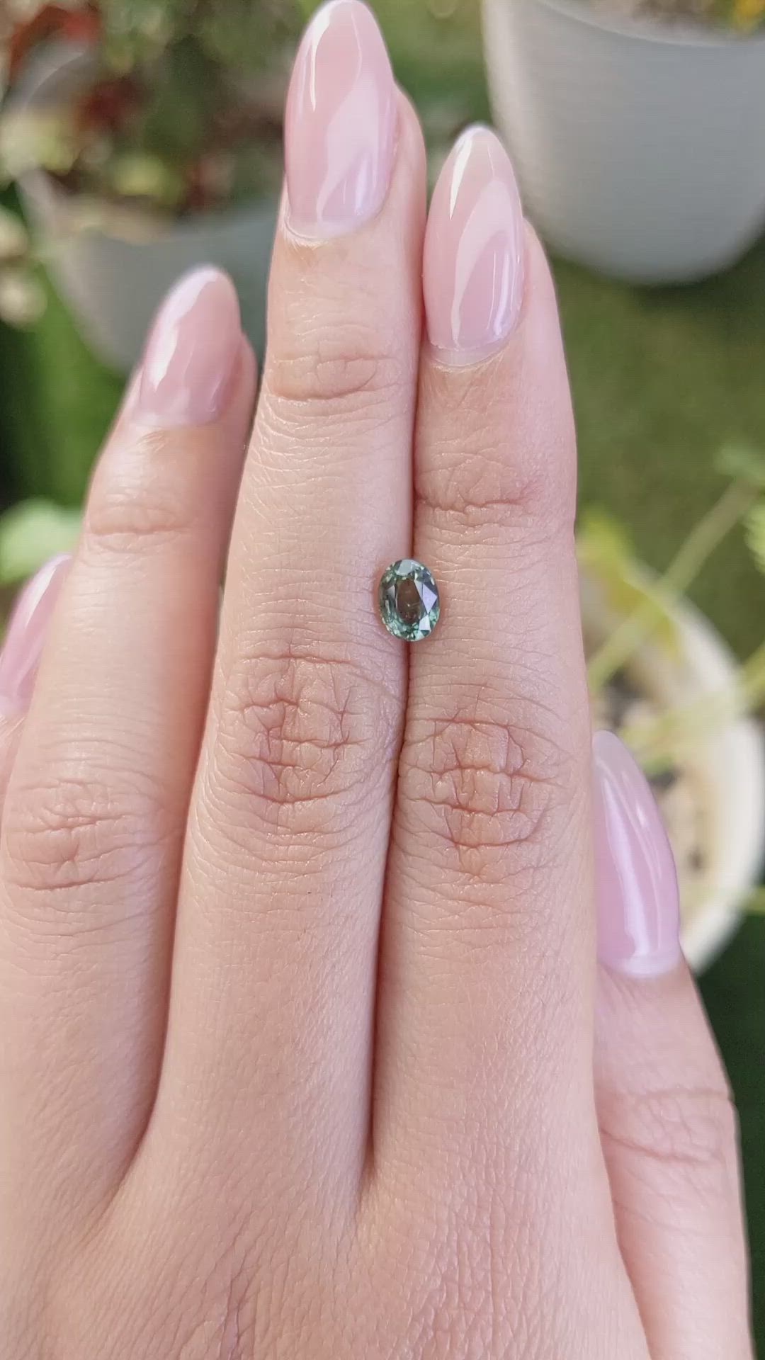 0.87 Ct. Green Sapphire from Madagascar Size Video