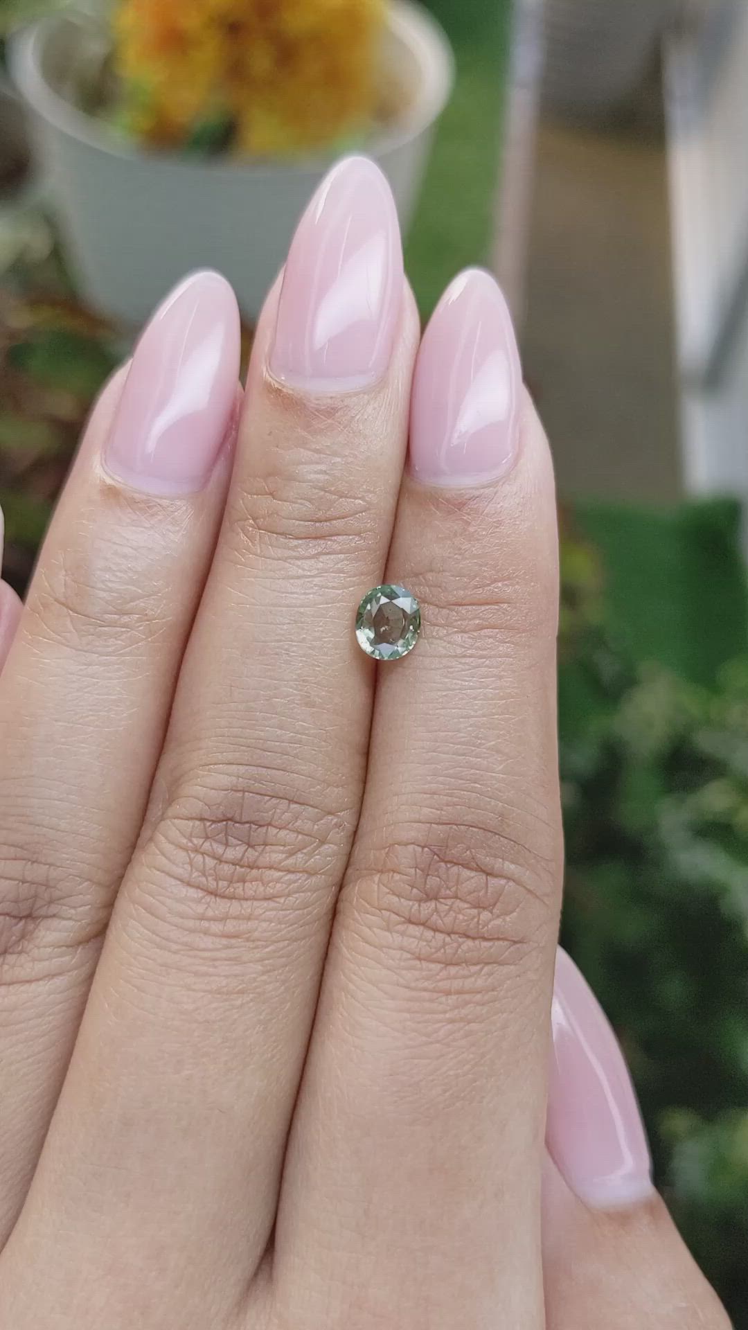 0.77 Ct. Green Sapphire from Madagascar Size Video