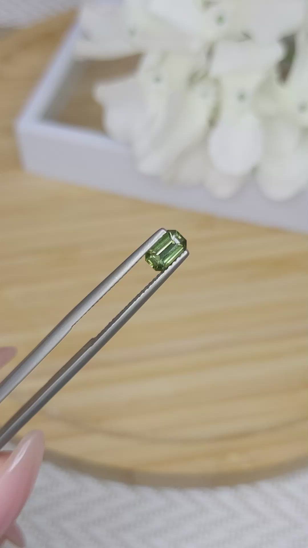 0.68 Ct. Yellowish Green Sapphire from Madagascar Size Video