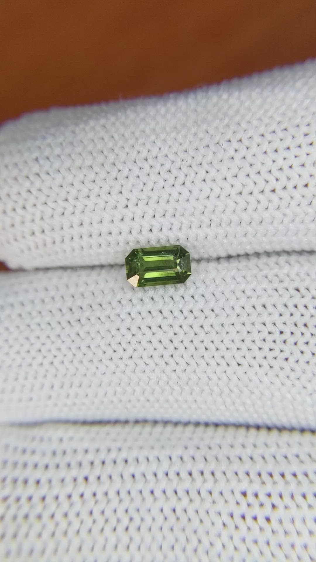 0.68 Ct. Yellowish Green Sapphire from Madagascar Size Video