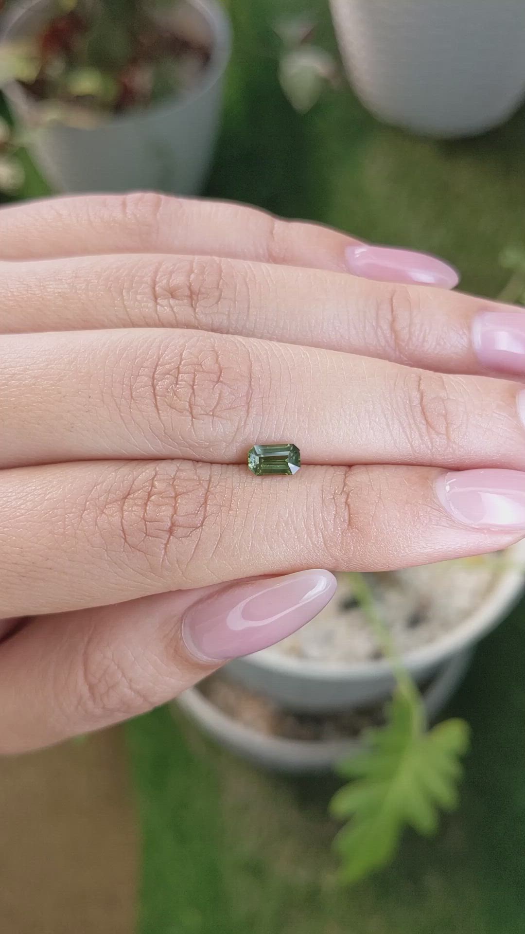 0.68 Ct. Yellowish Green Sapphire from Madagascar Size Video