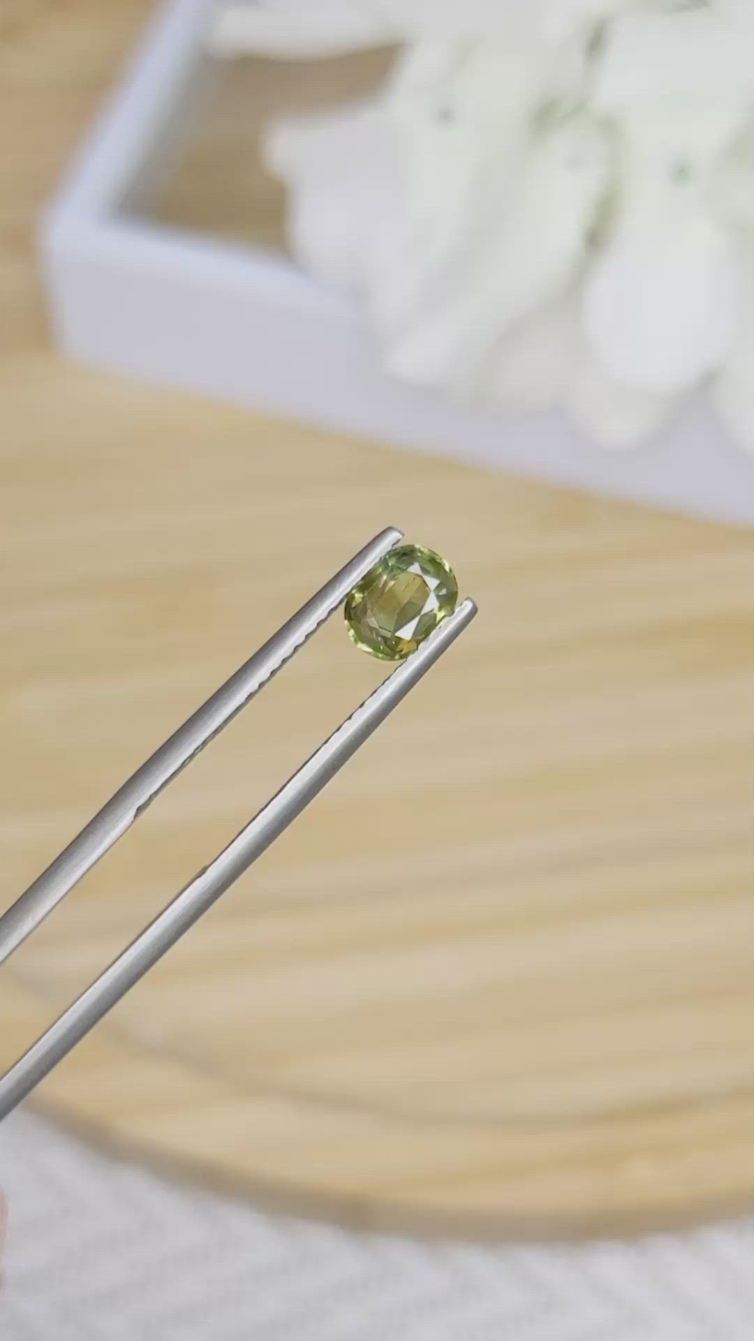 0.83 Ct. Greenish Yellow Sapphire from Madagascar Size Video