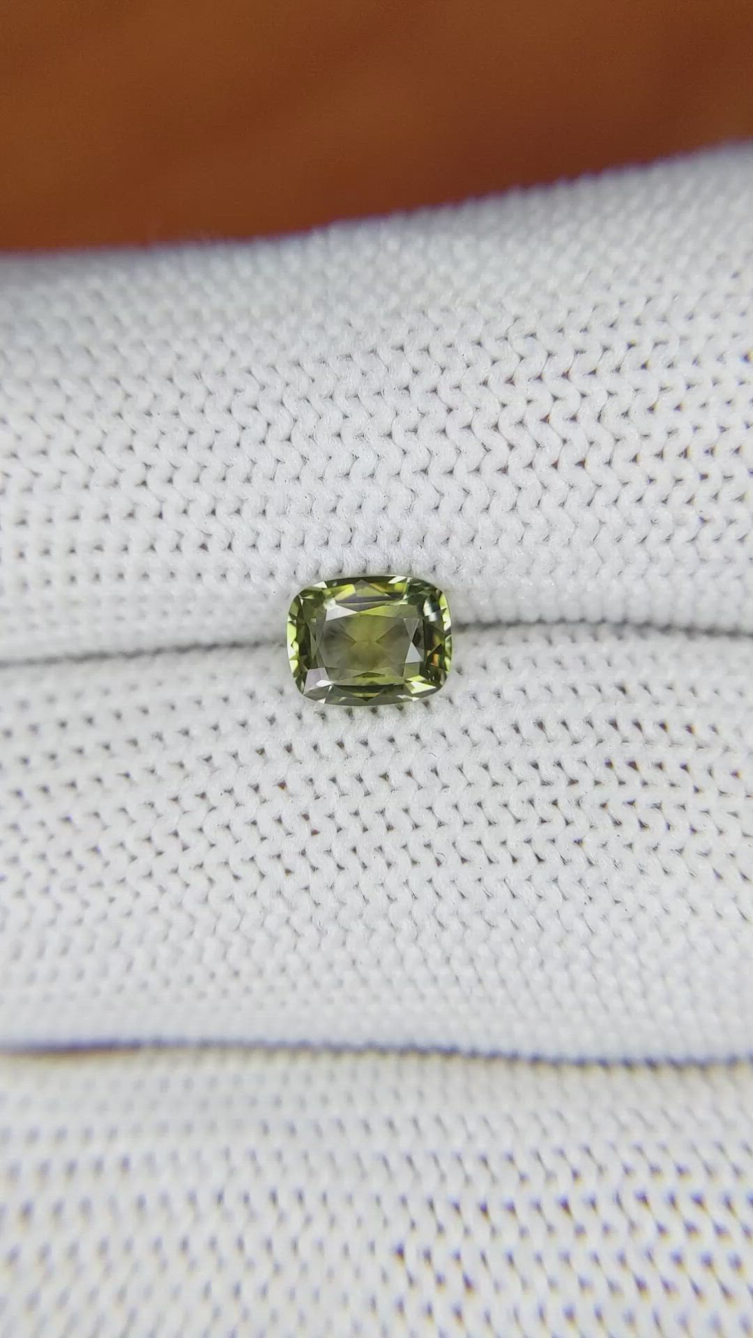 0.87 Ct. Greenish Yellow Sapphire from Madagascar Size Video