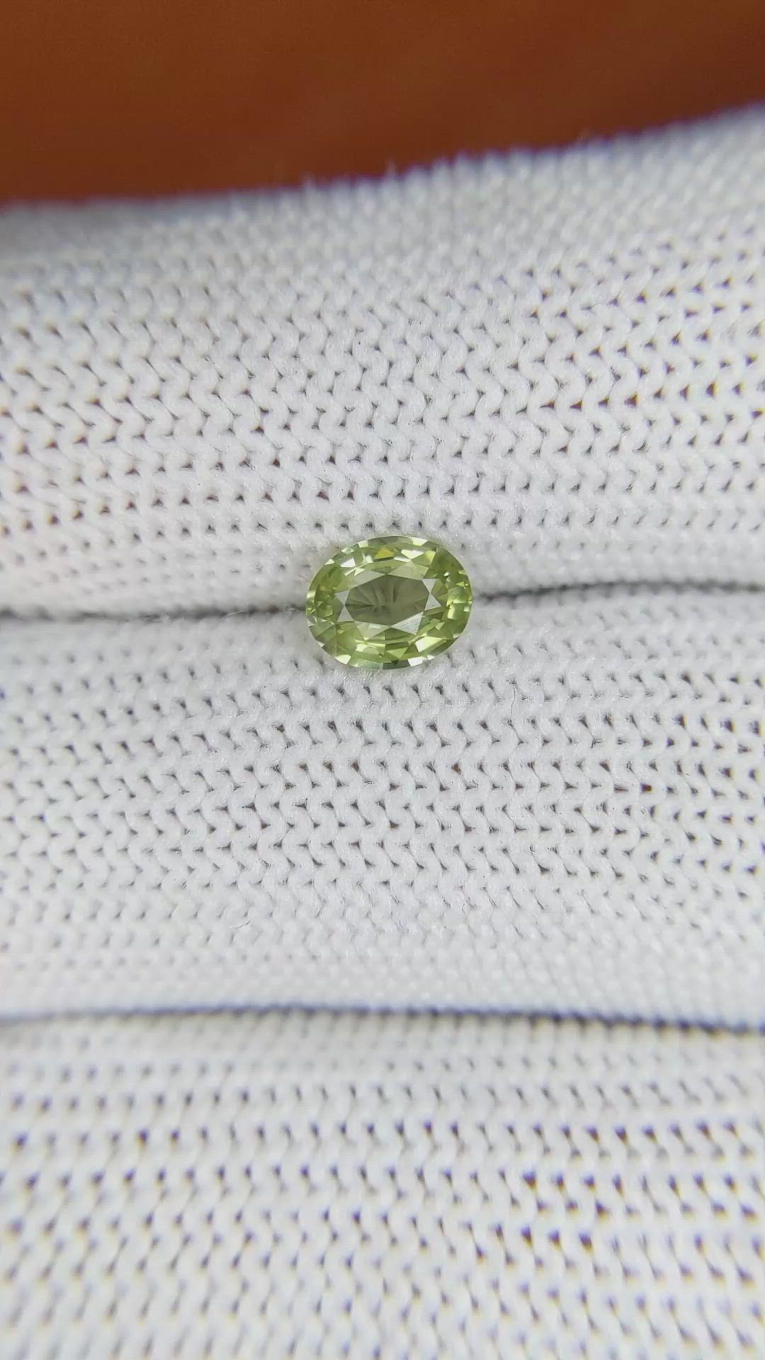 0.80 Ct. Yellowish Green Sapphire from Madagascar Size Video
