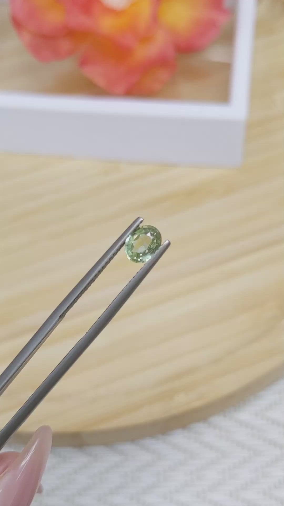 0.80 Ct. Yellowish Green Sapphire from Madagascar Size Video