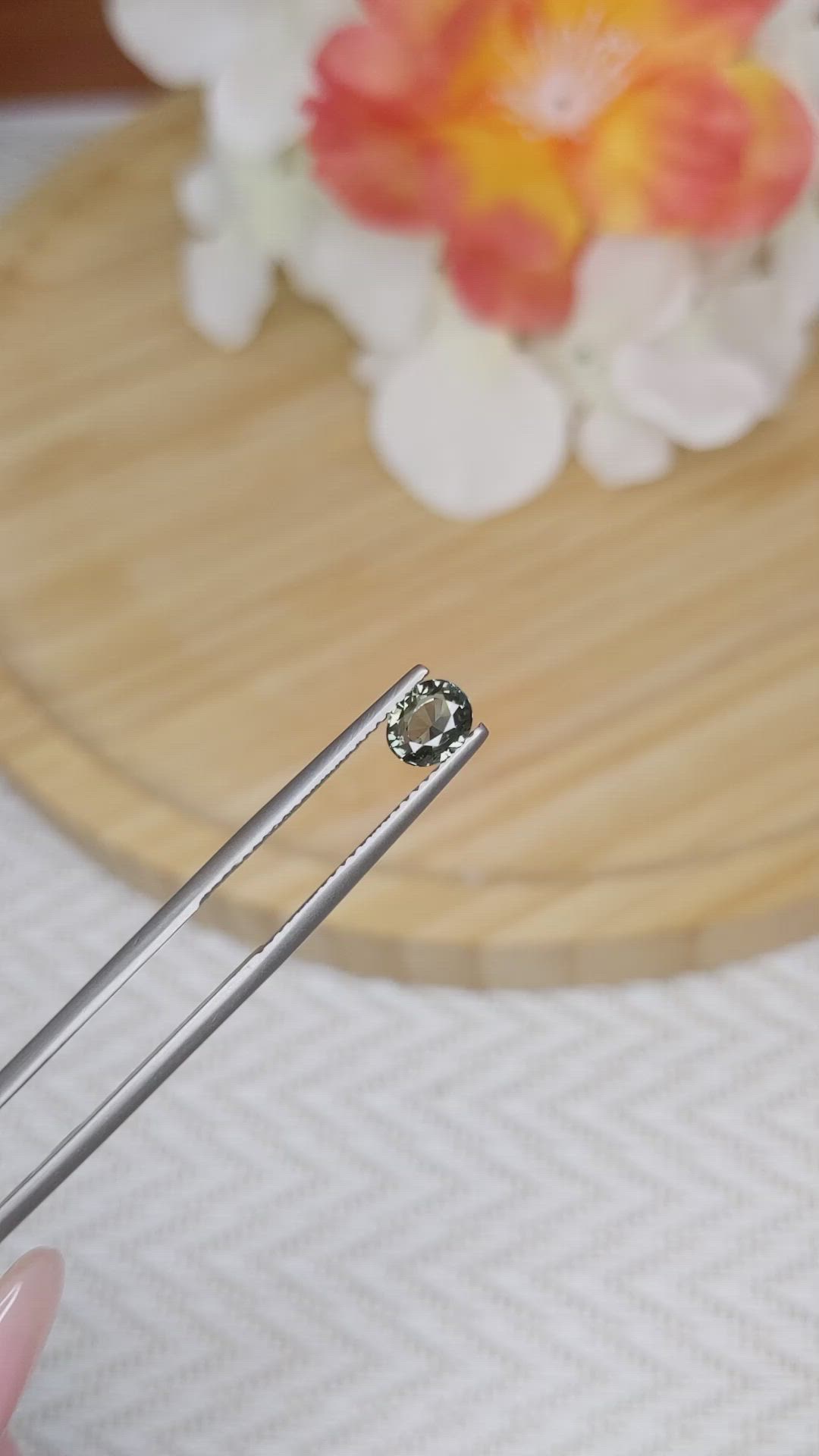 0.83 Ct. Yellowish Green Sapphire from Madagascar Size Video