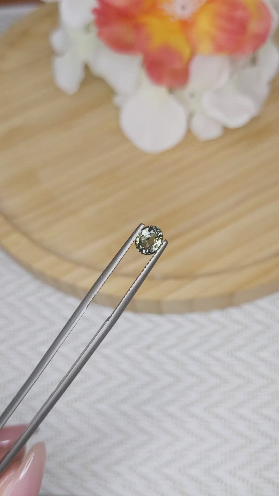 0.88 Ct. Yellowish Green Sapphire from Madagascar Size Video