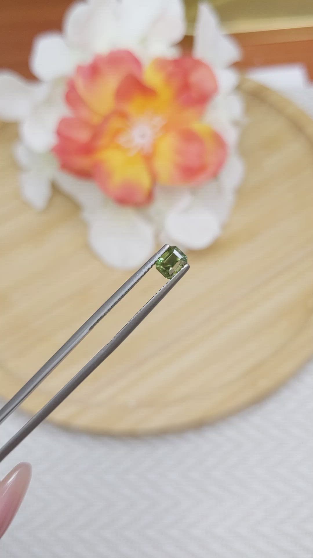 0.82 Ct. Greenish Yellow Sapphire from Madagascar Size Video