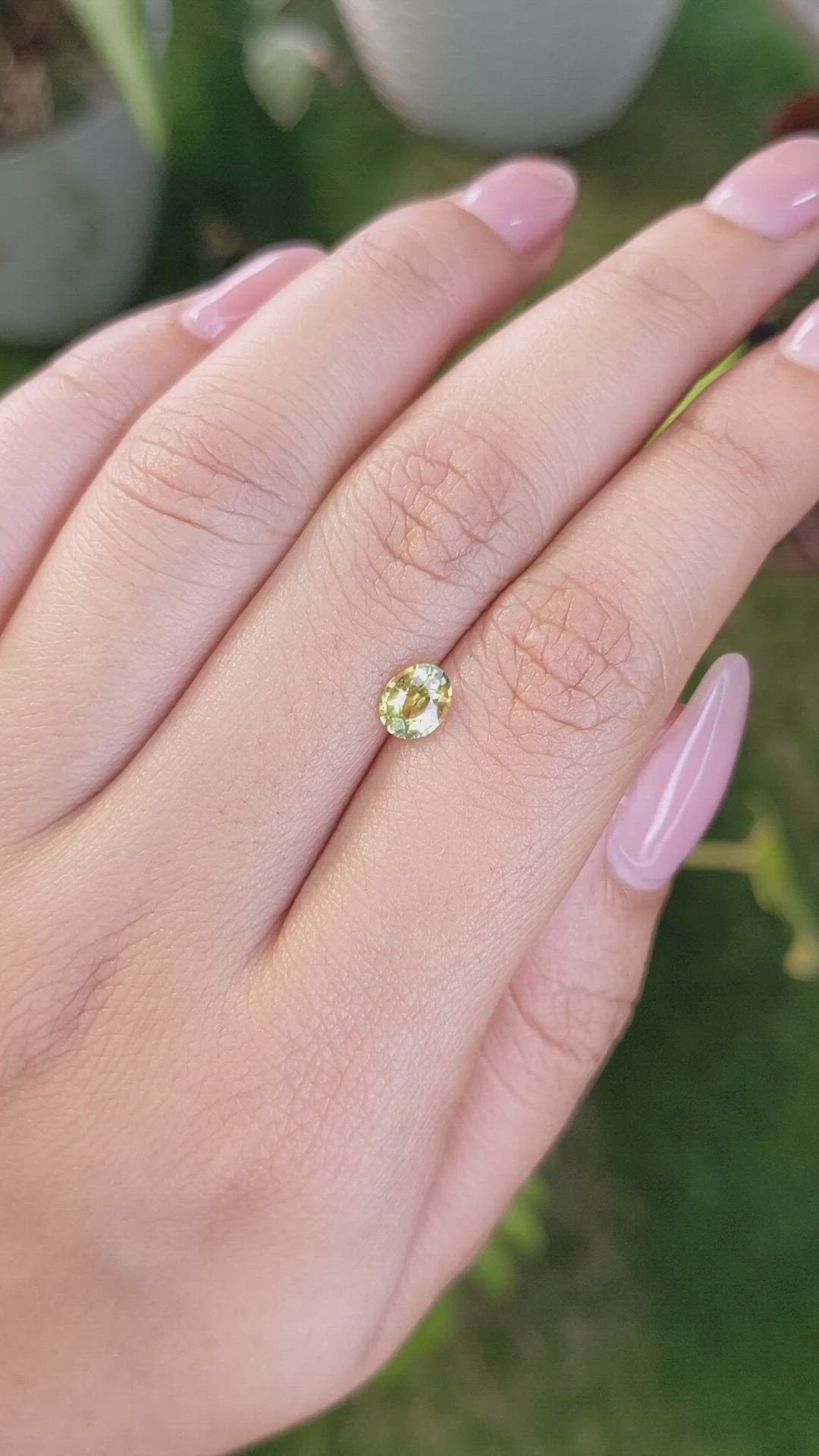 0.82 Ct. Greenish Yellow Sapphire from Madagascar Size Video