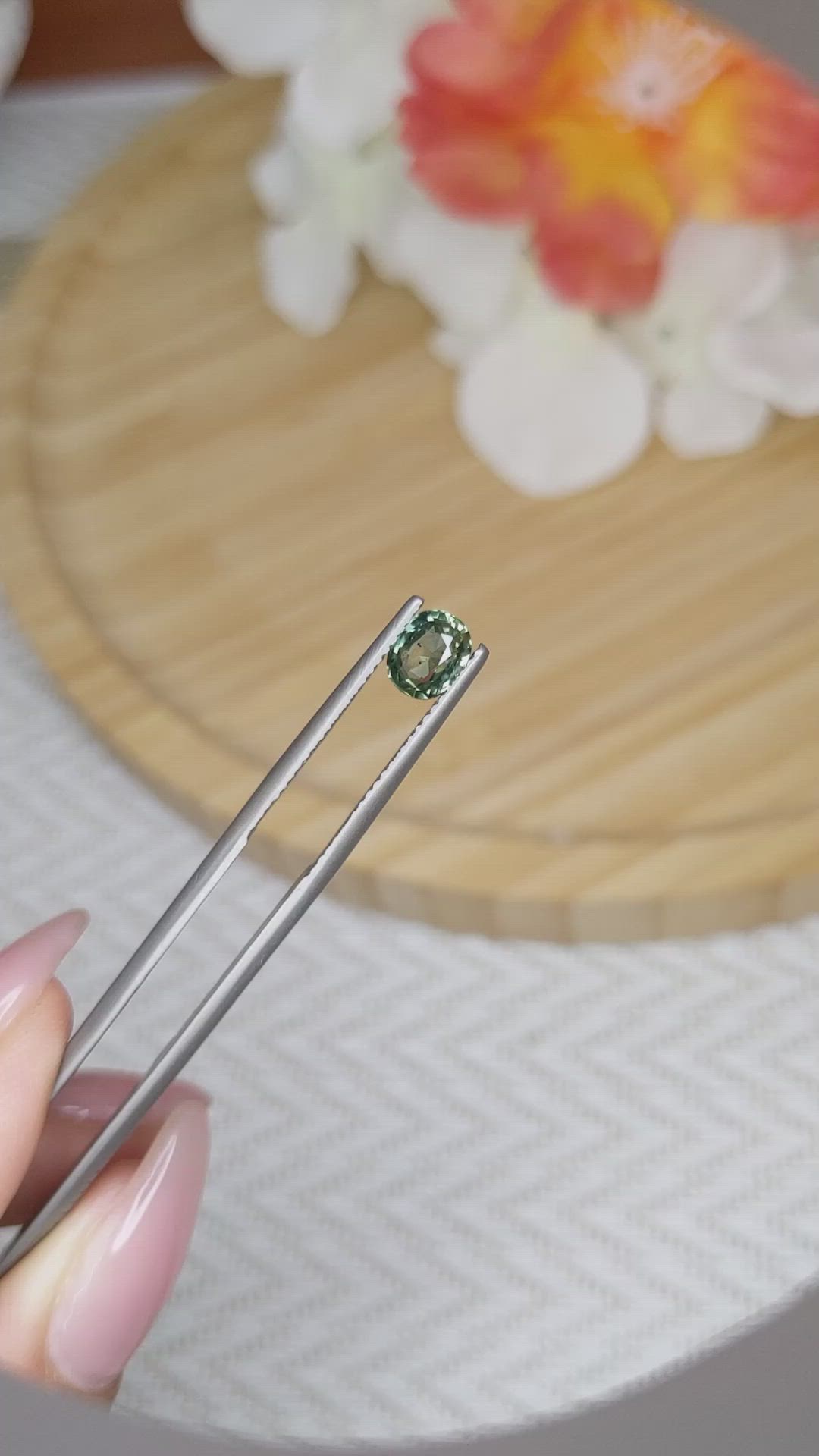 1.04 Ct. Green Sapphire from Madagascar Size Video