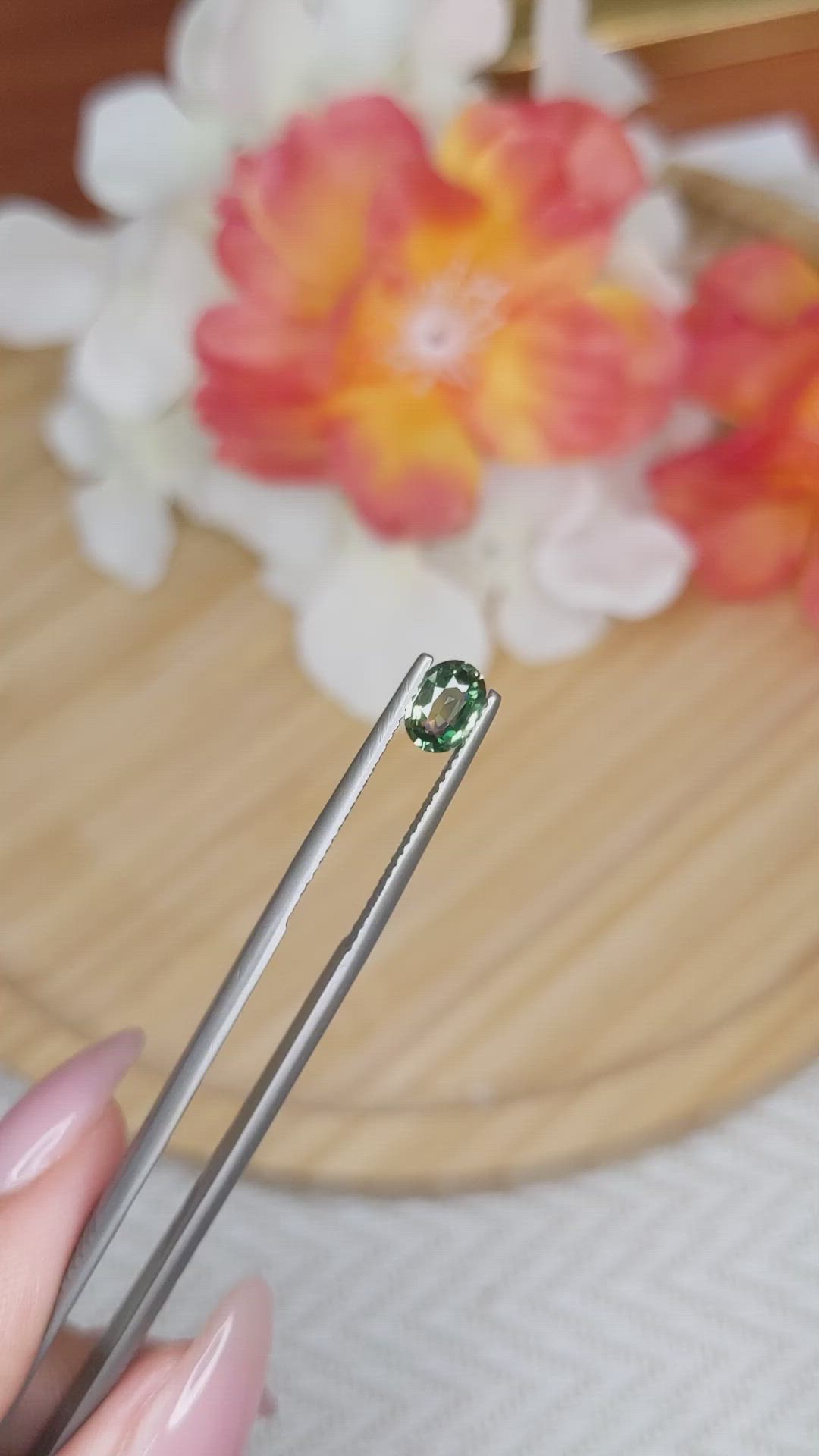0.69 Ct. Green Sapphire from Madagascar Size Video