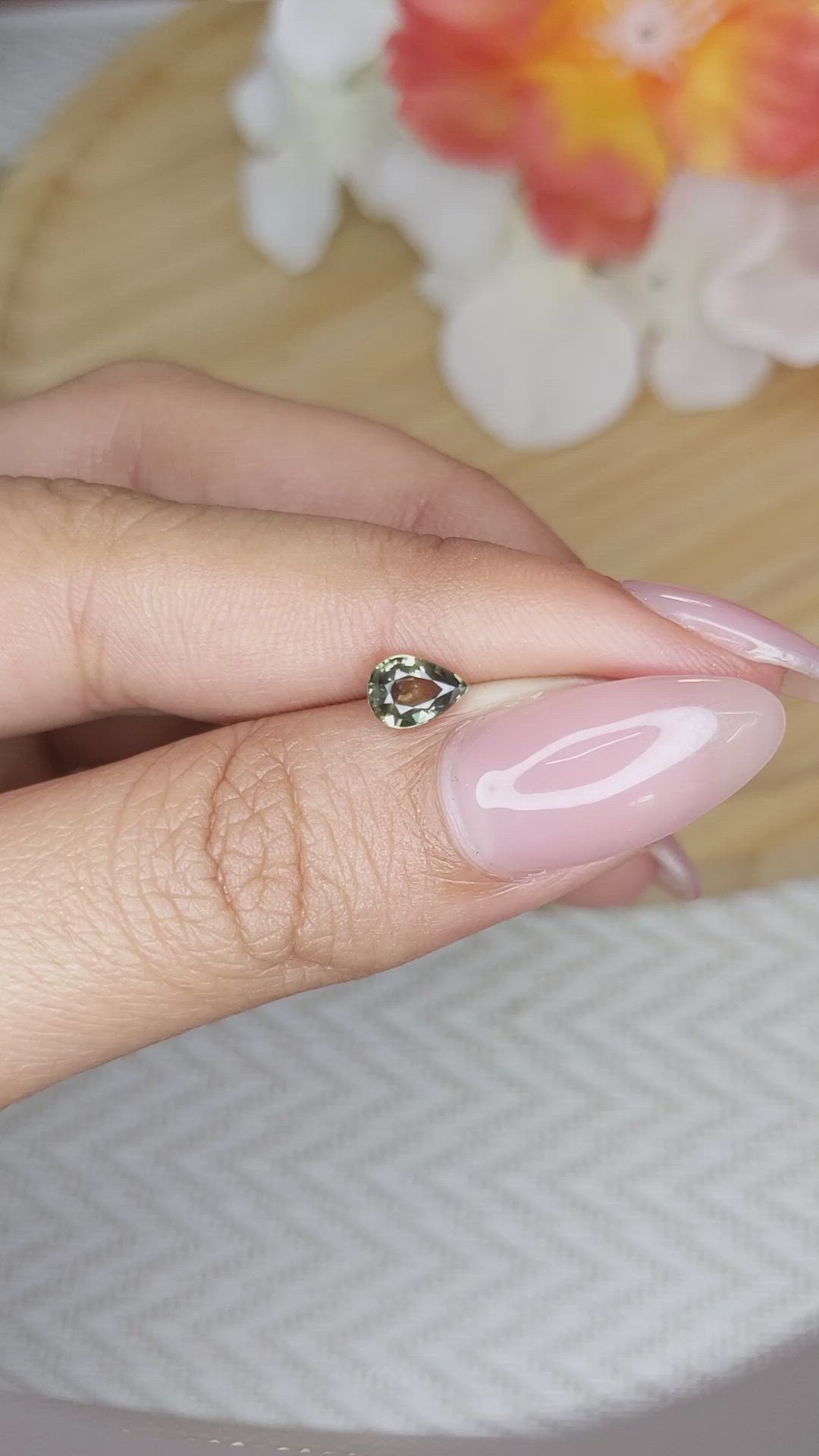 0.76 Ct. Greenish Yellow Sapphire from Madagascar Size Video