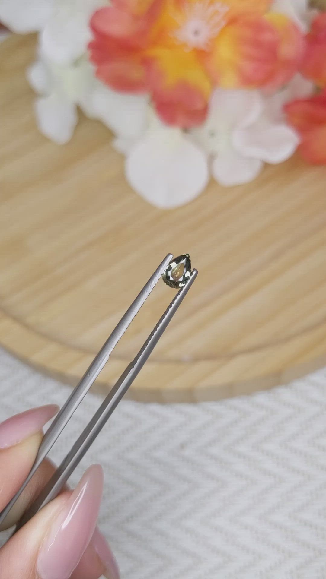 0.76 Ct. Greenish Yellow Sapphire from Madagascar Size Video