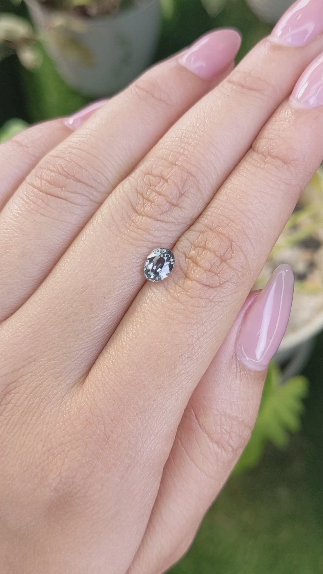 1.01 Ct. Bluish Grey Sapphire from Madagascar Size Video