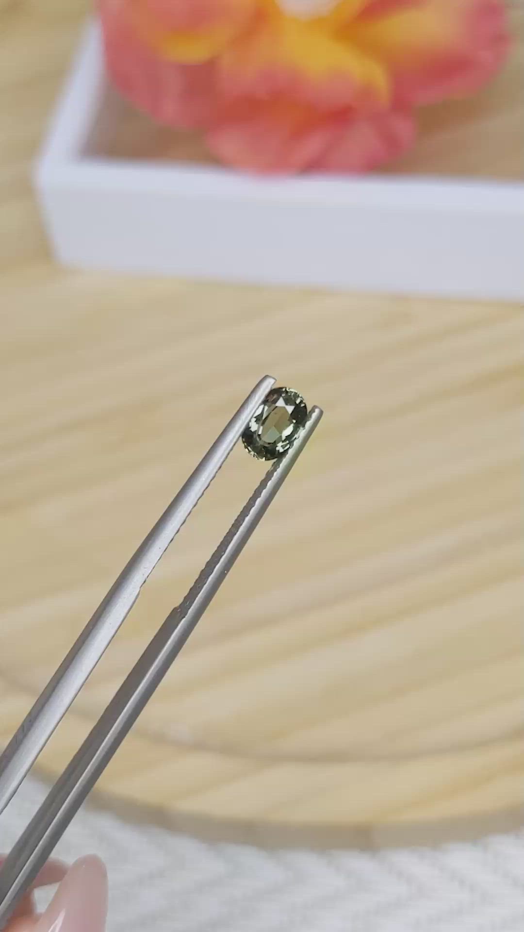 0.75 Ct. Green Sapphire from Madagascar Size Video