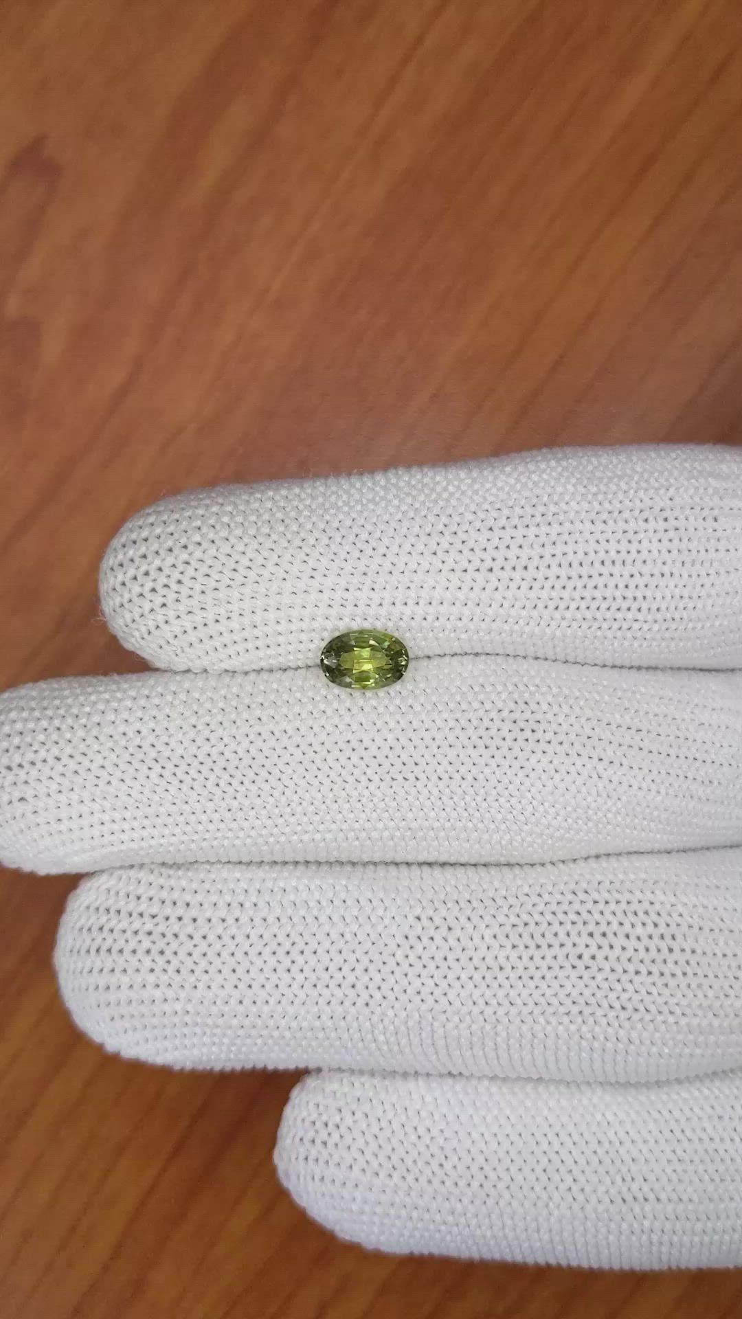 1.03 Ct. Yellowish Green Sapphire from Madagascar Size Video