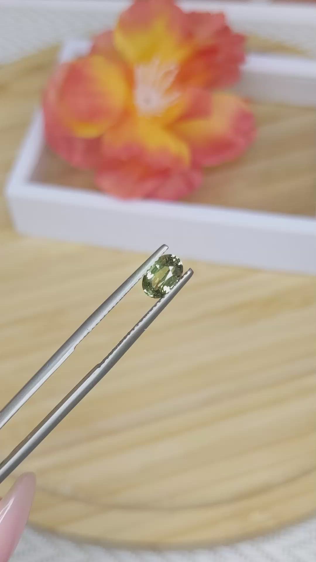 1.03 Ct. Yellowish Green Sapphire from Madagascar Size Video