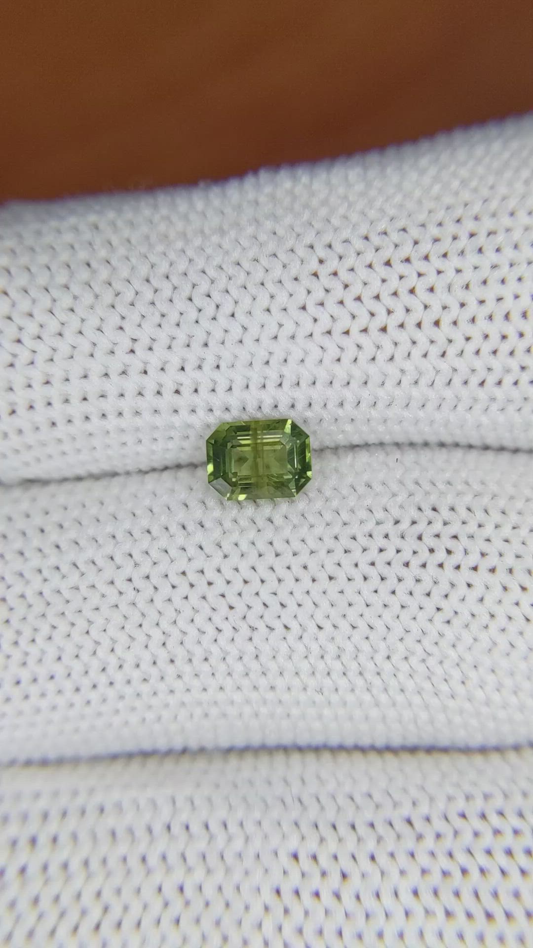 0.79 Ct. Yellowish Green Sapphire from Madagascar Size Video
