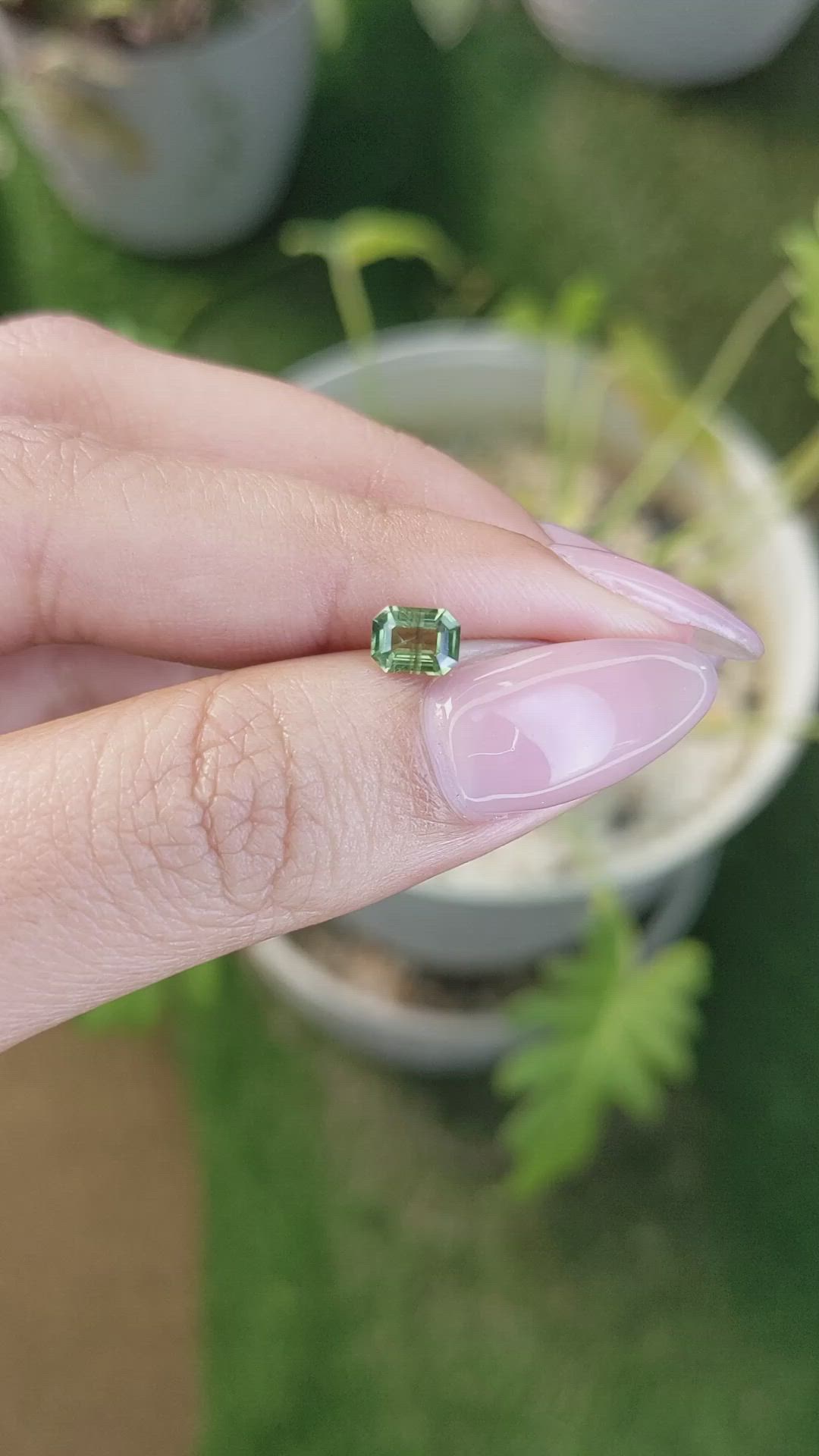 0.79 Ct. Yellowish Green Sapphire from Madagascar Size Video