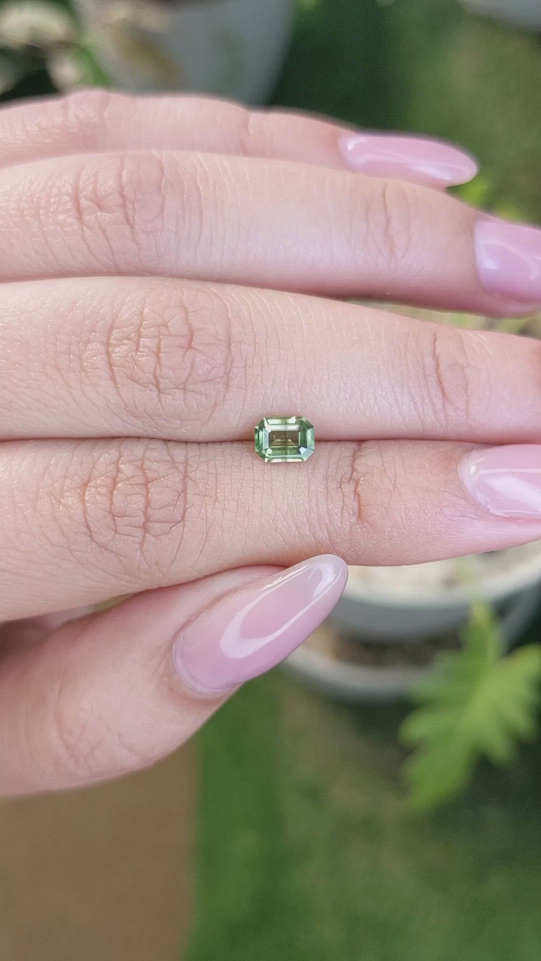 0.79 Ct. Yellowish Green Sapphire from Madagascar Size Video