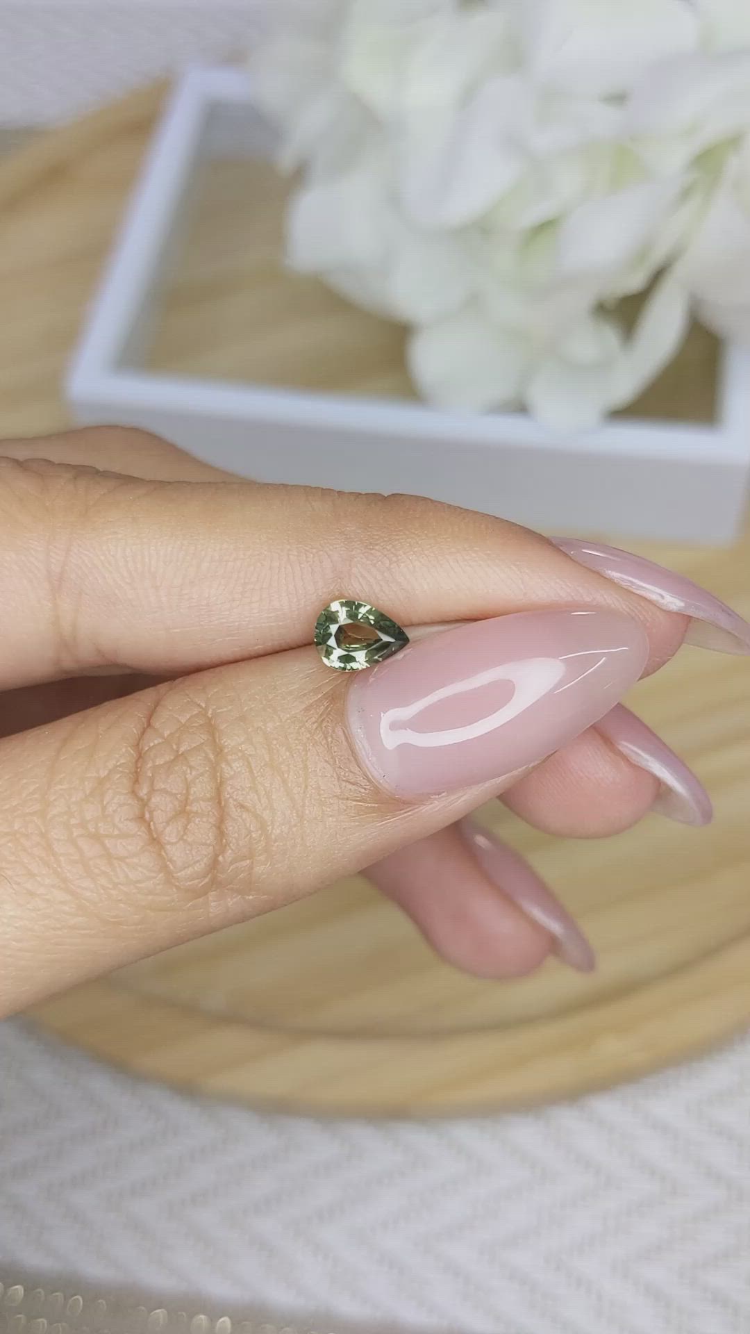 0.70 Ct. Yellowish Green Sapphire from Madagascar Size Video