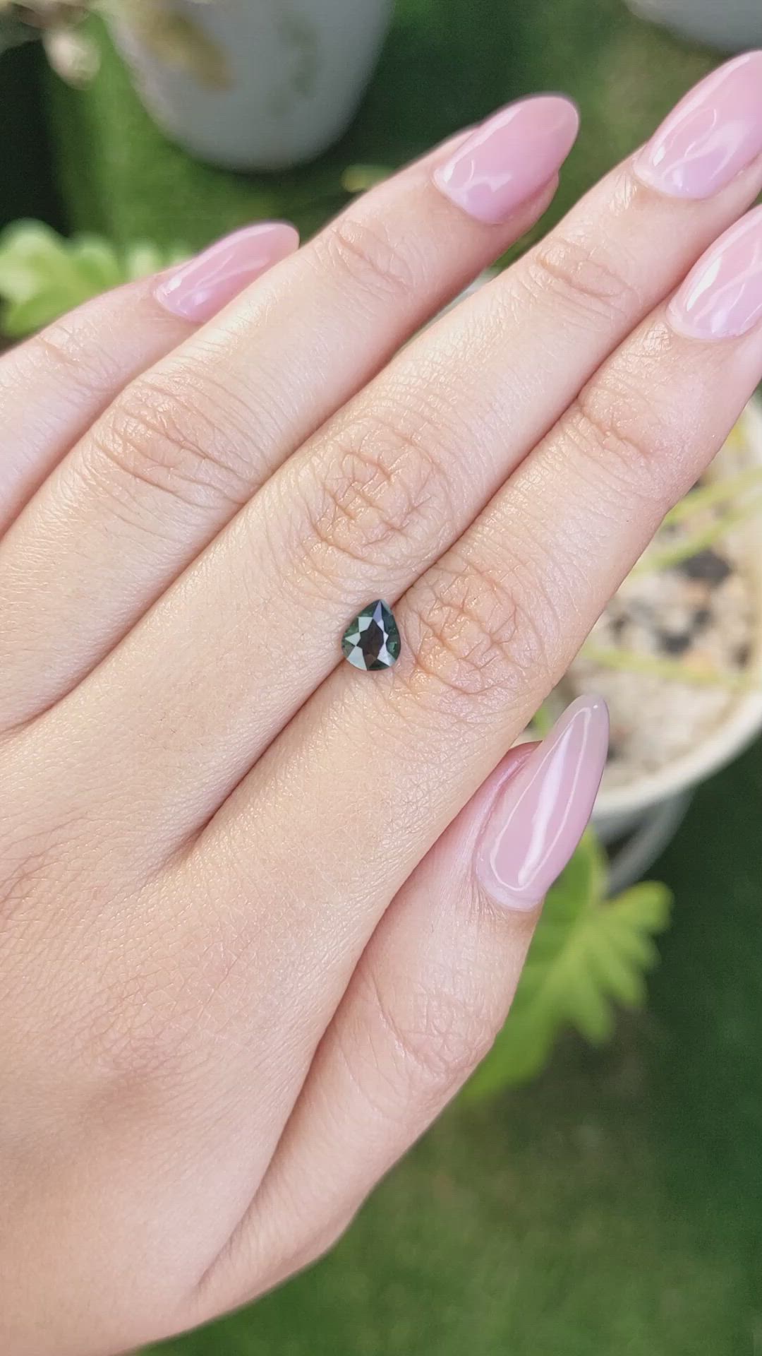 0.75 Ct. Bluish Green Sapphire from Madagascar Size Video