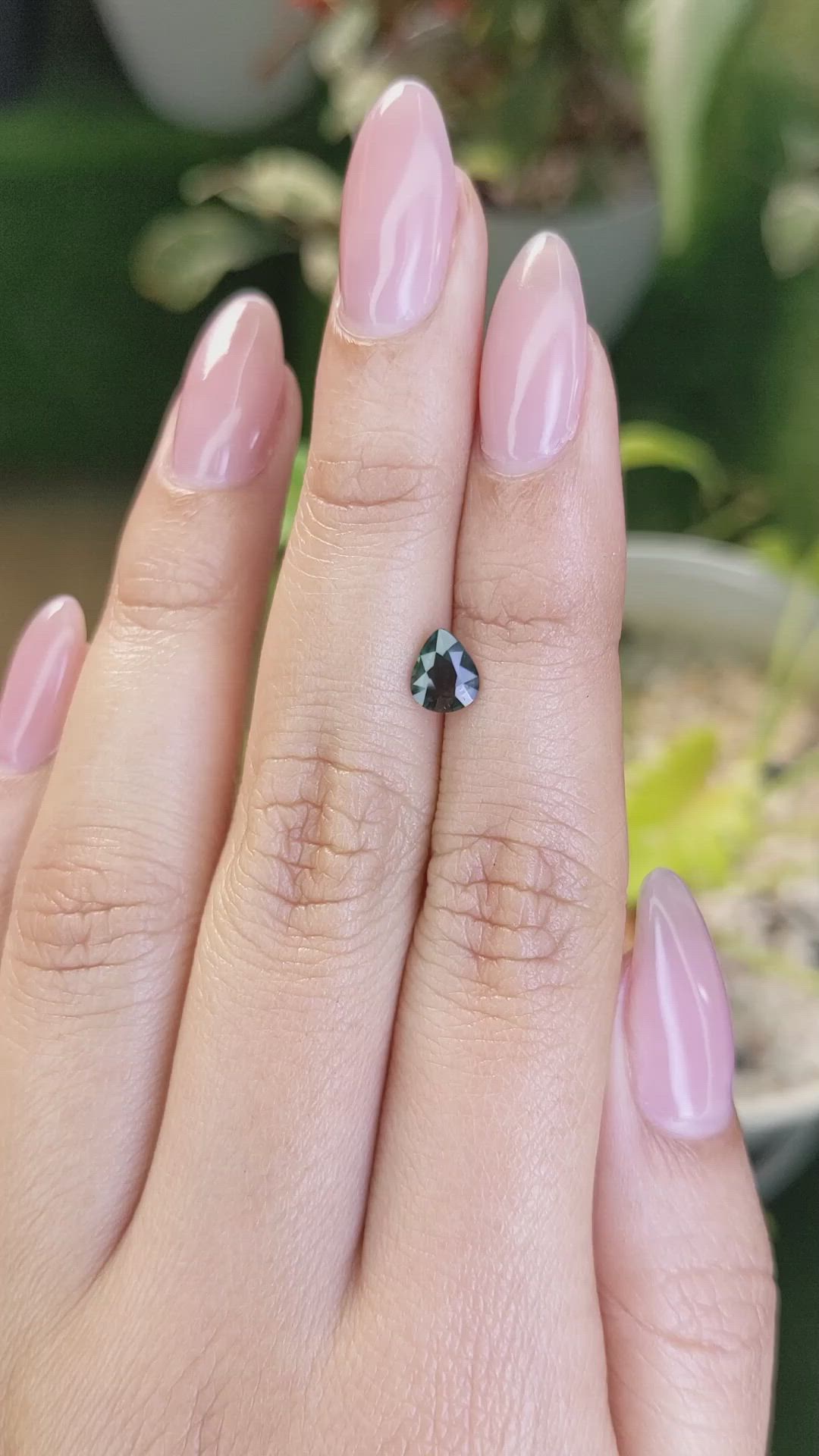 0.75 Ct. Bluish Green Sapphire from Madagascar Size Video