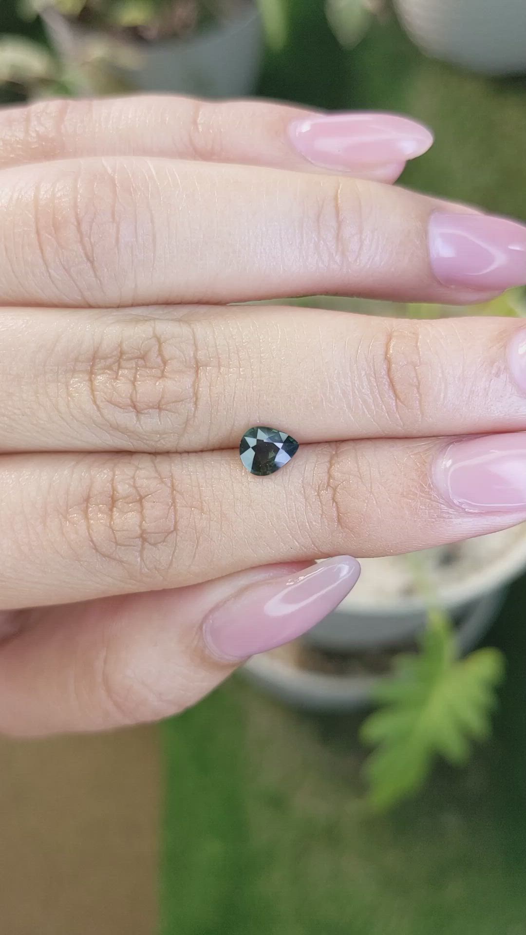 0.75 Ct. Bluish Green Sapphire from Madagascar Size Video