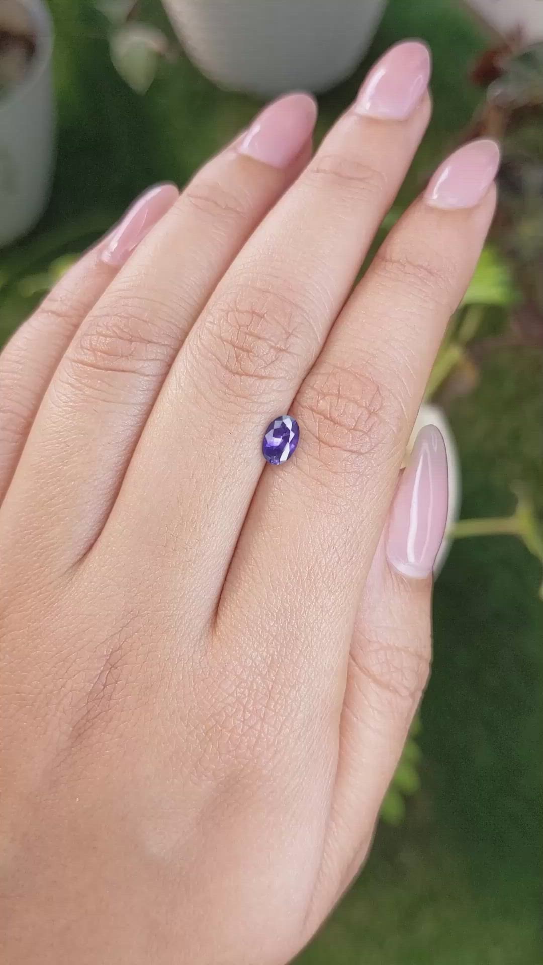 0.66 Ct. Purple Sapphire from Ceylon (Sri Lanka) Size Video