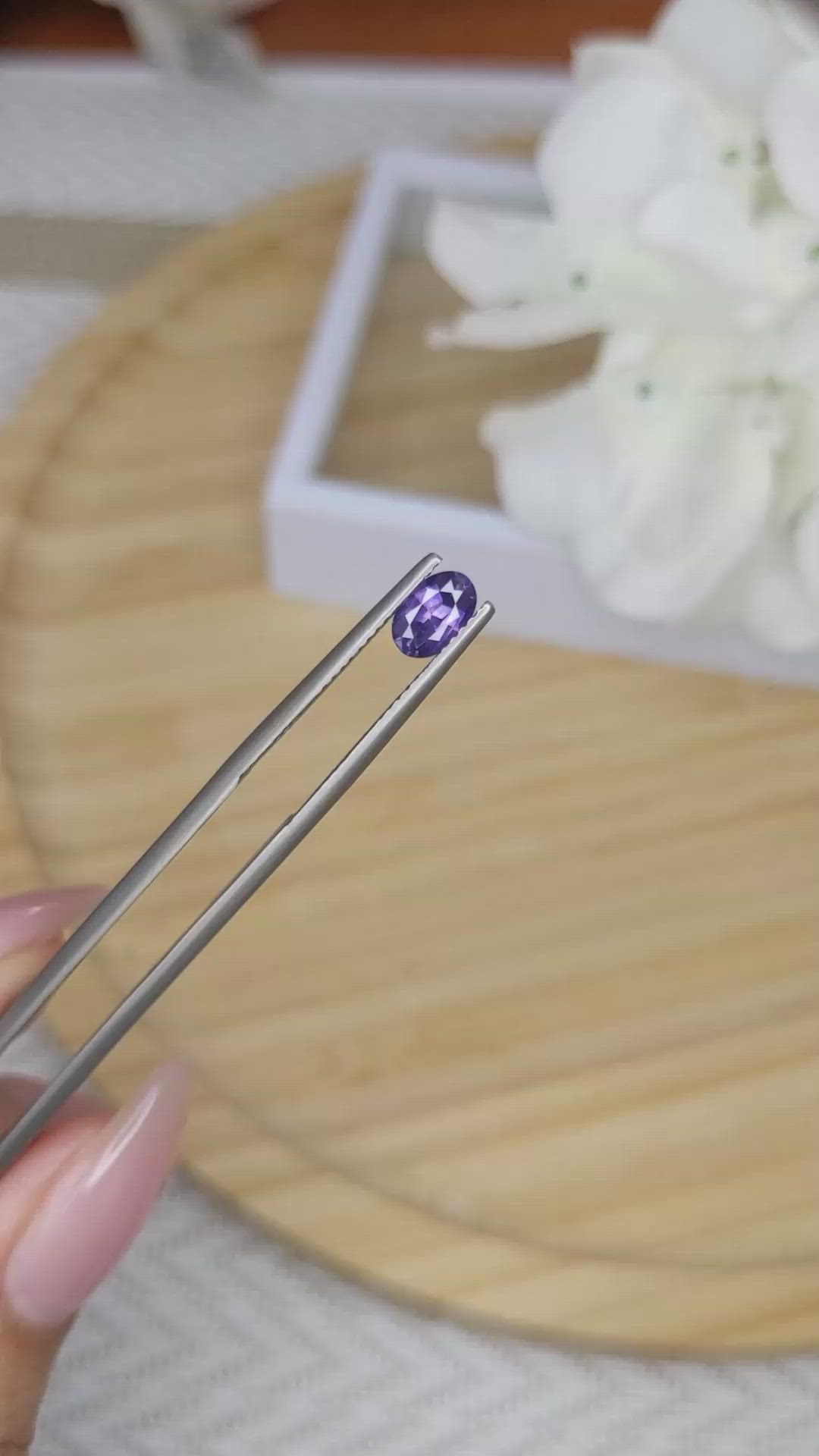0.66 Ct. Purple Sapphire from Ceylon (Sri Lanka) Size Video