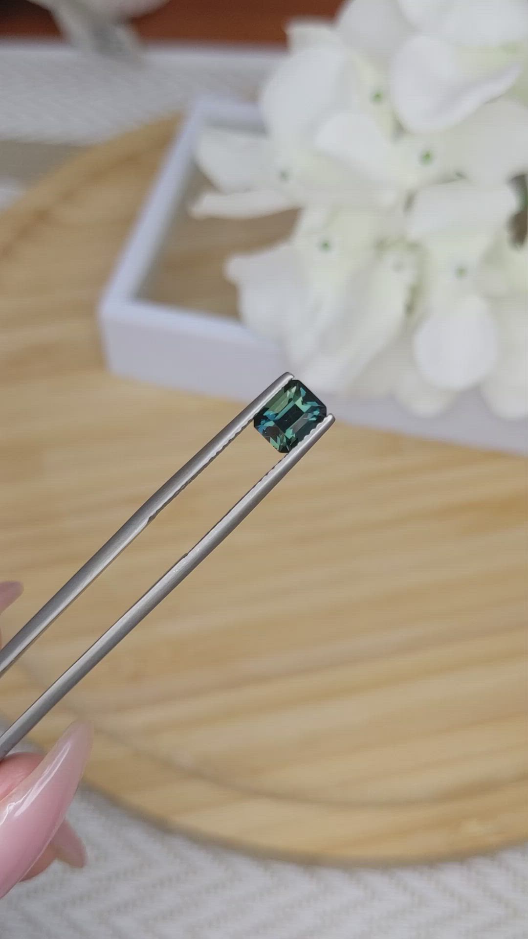 1.21 Ct. Bluish Green Sapphire from Madagascar Size Video