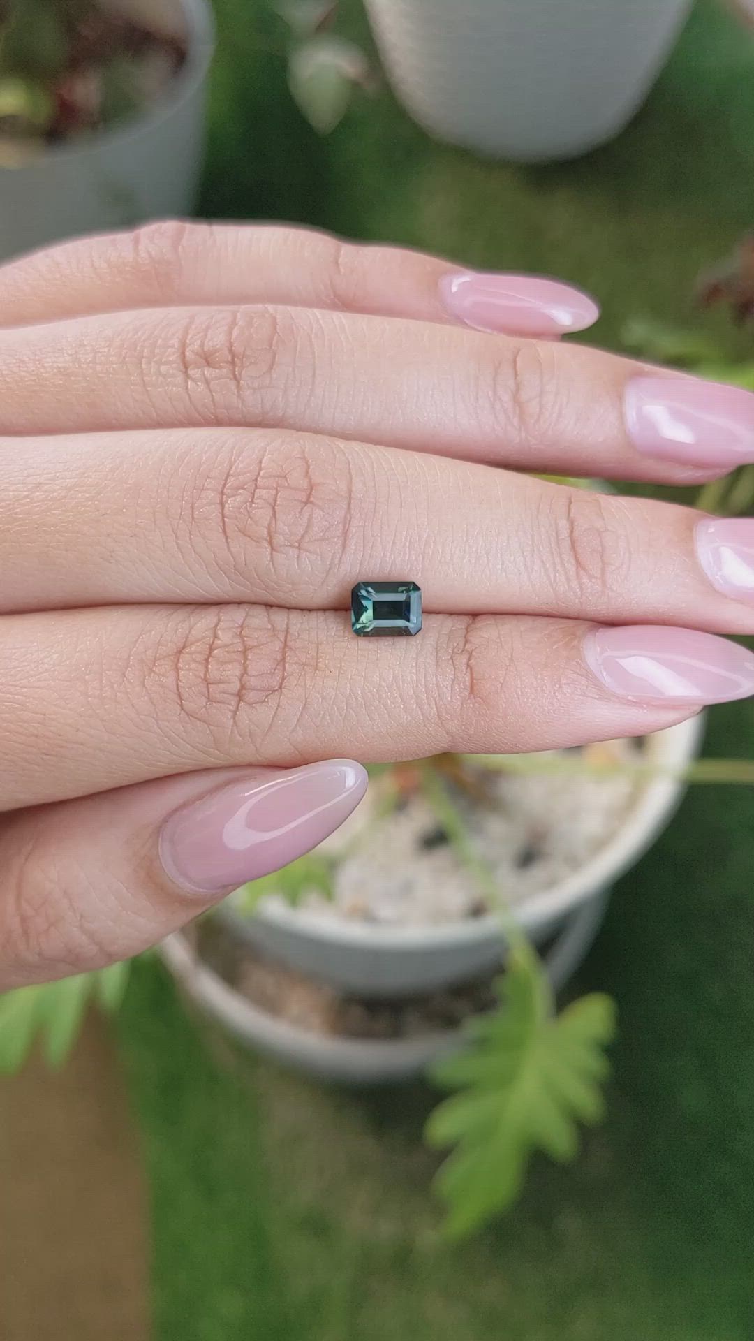 1.21 Ct. Bluish Green Sapphire from Madagascar Size Video