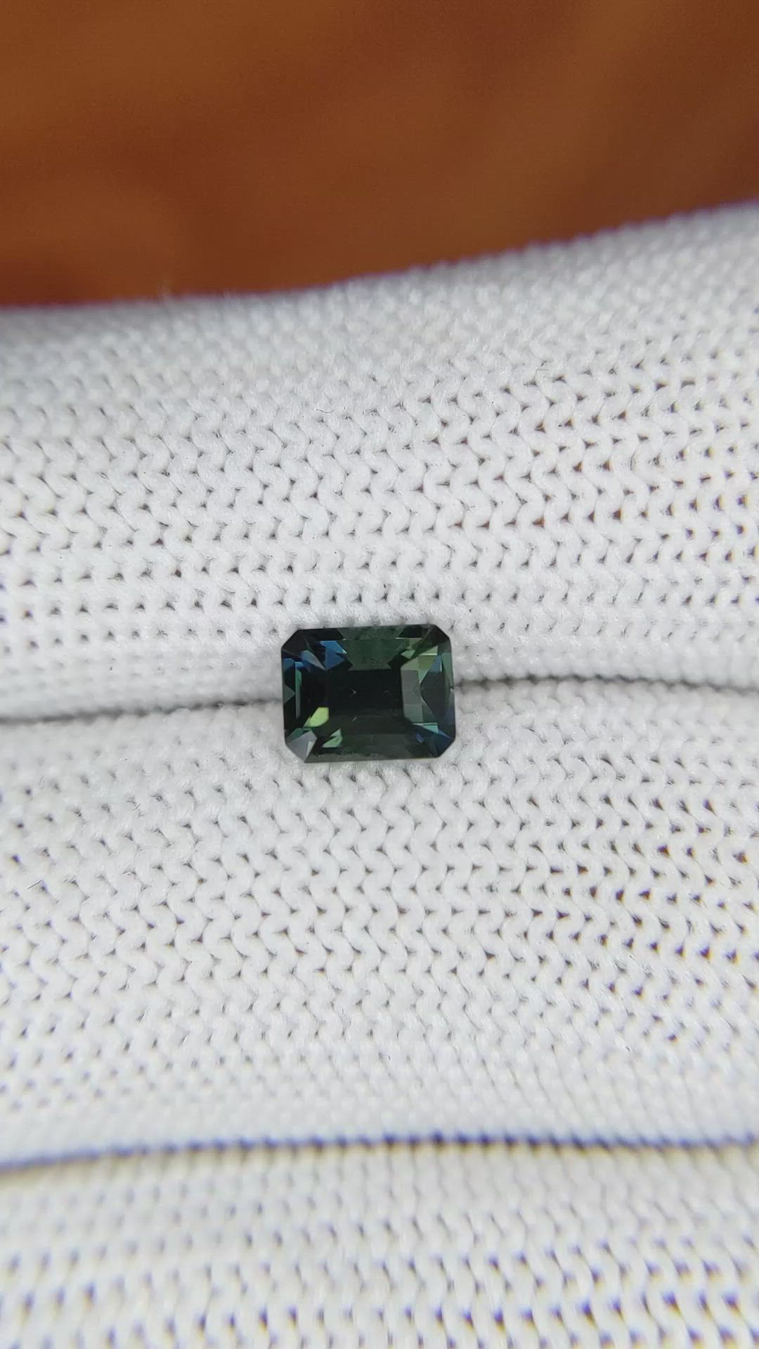 1.21 Ct. Bluish Green Sapphire from Madagascar Size Video