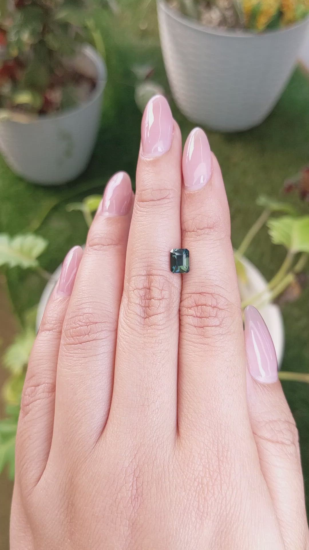 1.21 Ct. Bluish Green Sapphire from Madagascar Size Video