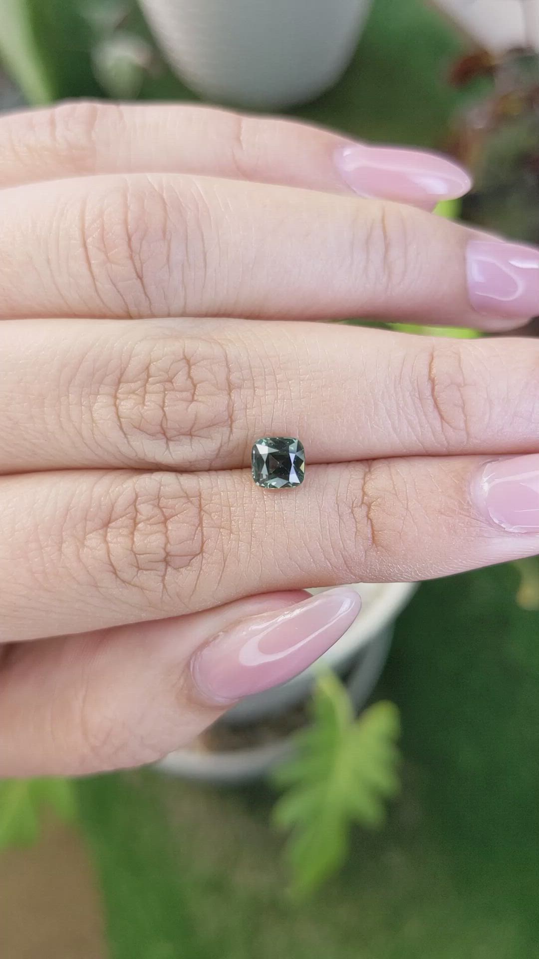 1.08 Ct. Bluish Green Sapphire from Madagascar Size Video