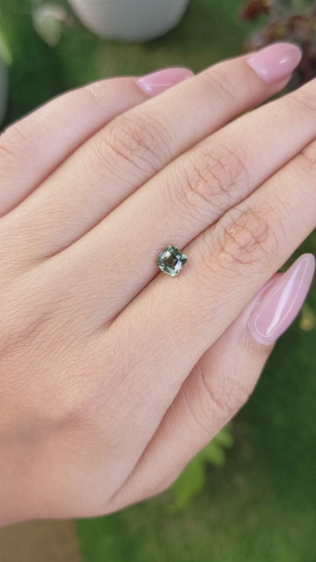 1.08 Ct. Bluish Green Sapphire from Madagascar Size Video