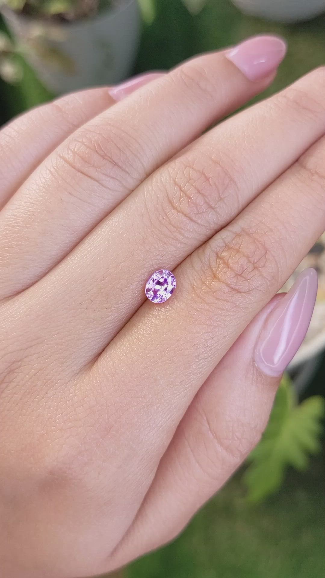 0.85 Ct. Pinkish Purple Sapphire from Ceylon (Sri Lanka) Size Video