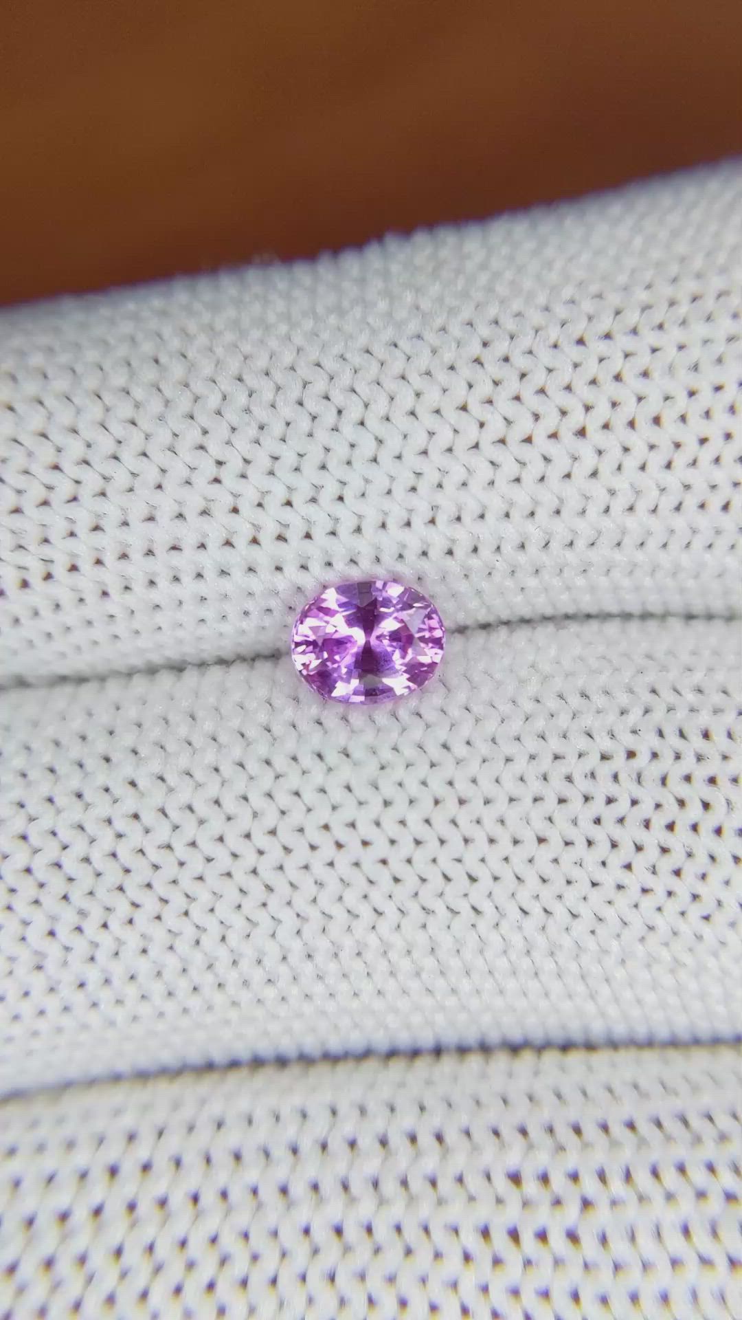 0.85 Ct. Pinkish Purple Sapphire from Ceylon (Sri Lanka) Size Video