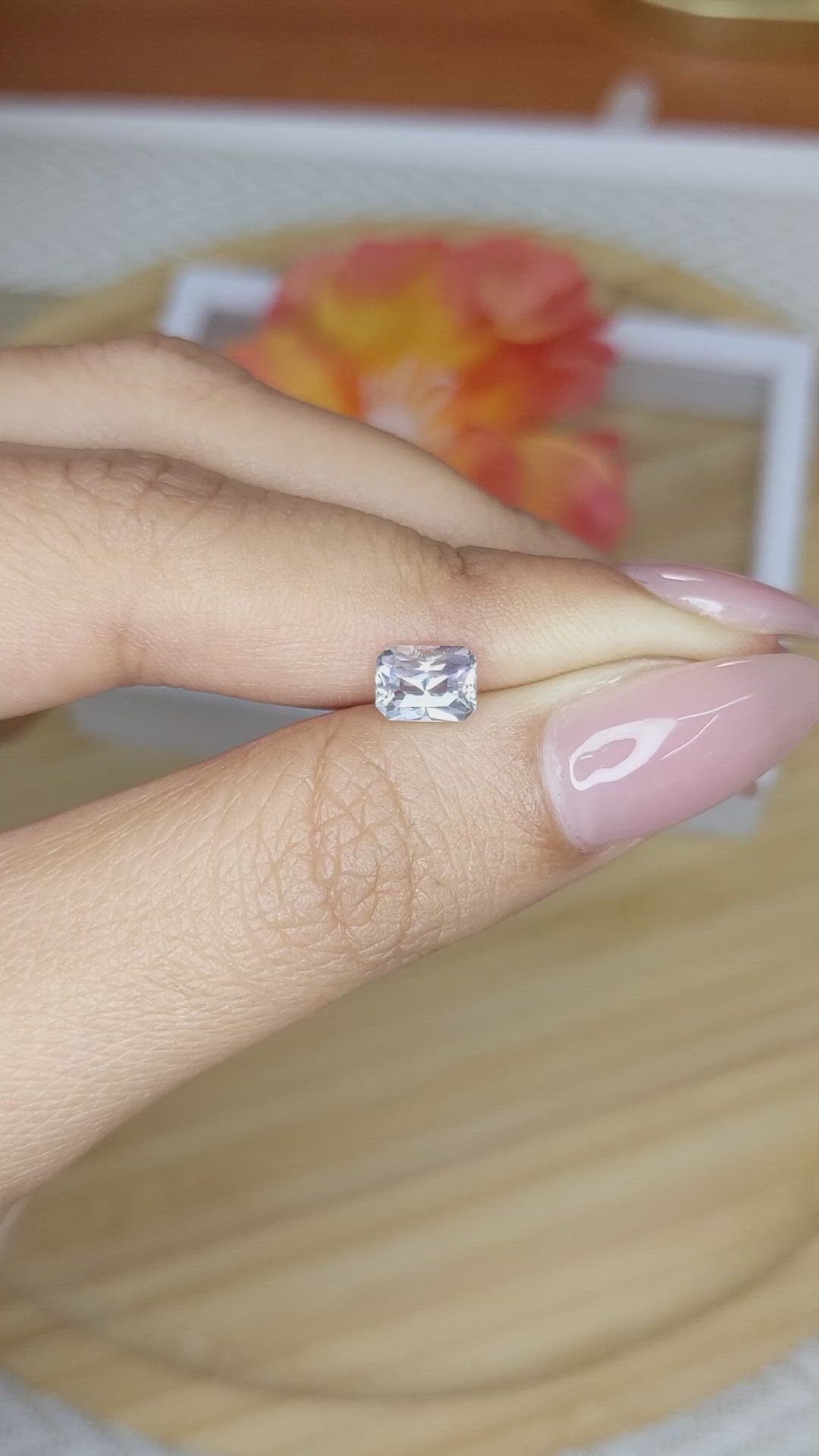 1.12 Ct. White Sapphire from Ceylon (Sri Lanka) Size Video