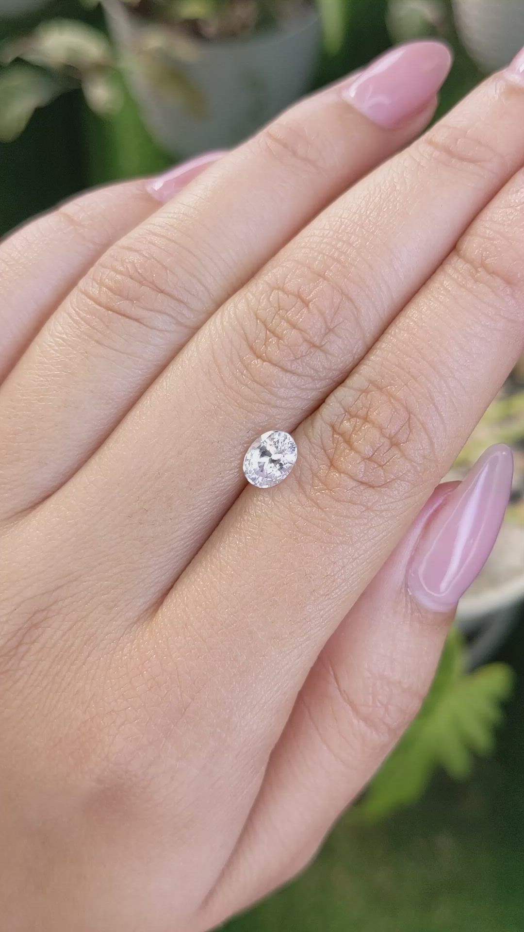 1.15 Ct. White Sapphire from Ceylon (Sri Lanka) Size Video