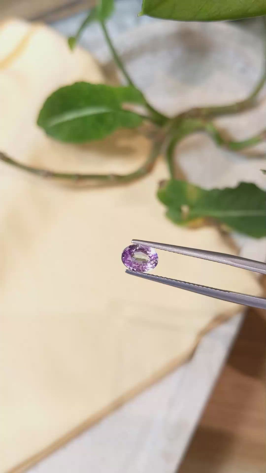 1.33 Ct. Pinkish Purple Sapphire from Ceylon (Sri Lanka) Size Video