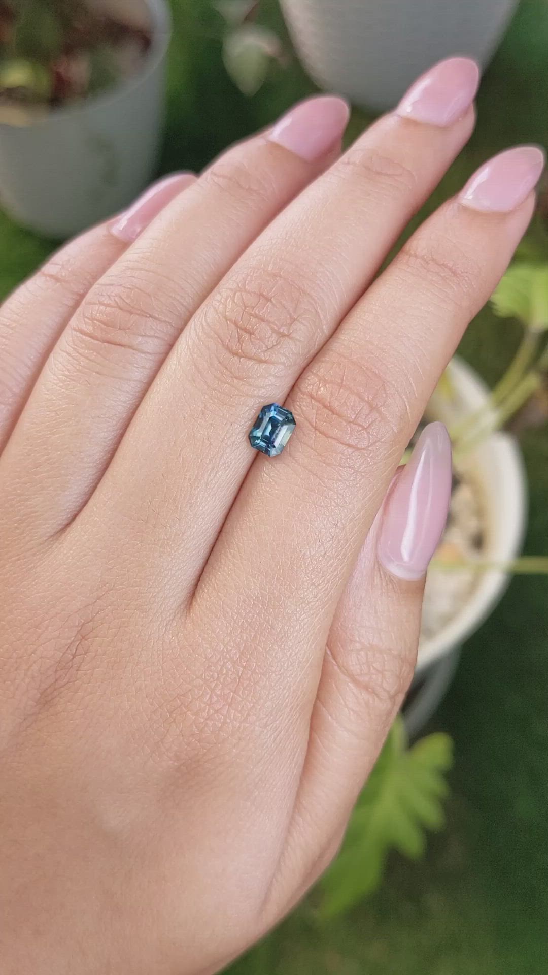 1.05 Ct. Greenish Blue Sapphire from Madagascar Size Video