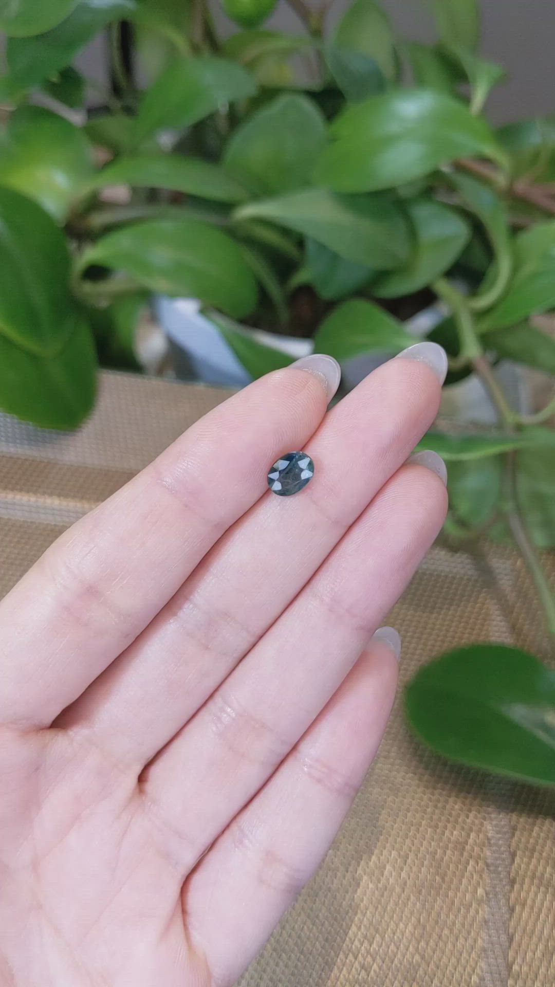 1.18 Ct. Bluish Green Sapphire from Thailand Size Video