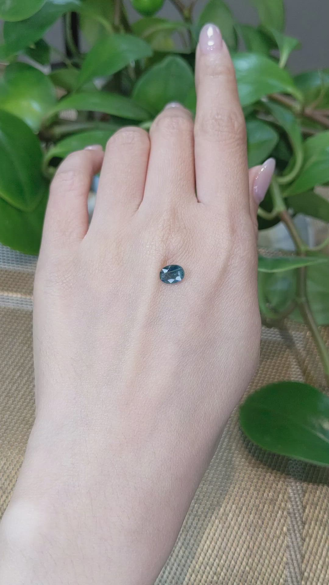 1.18 Ct. Bluish Green Sapphire from Thailand Size Video