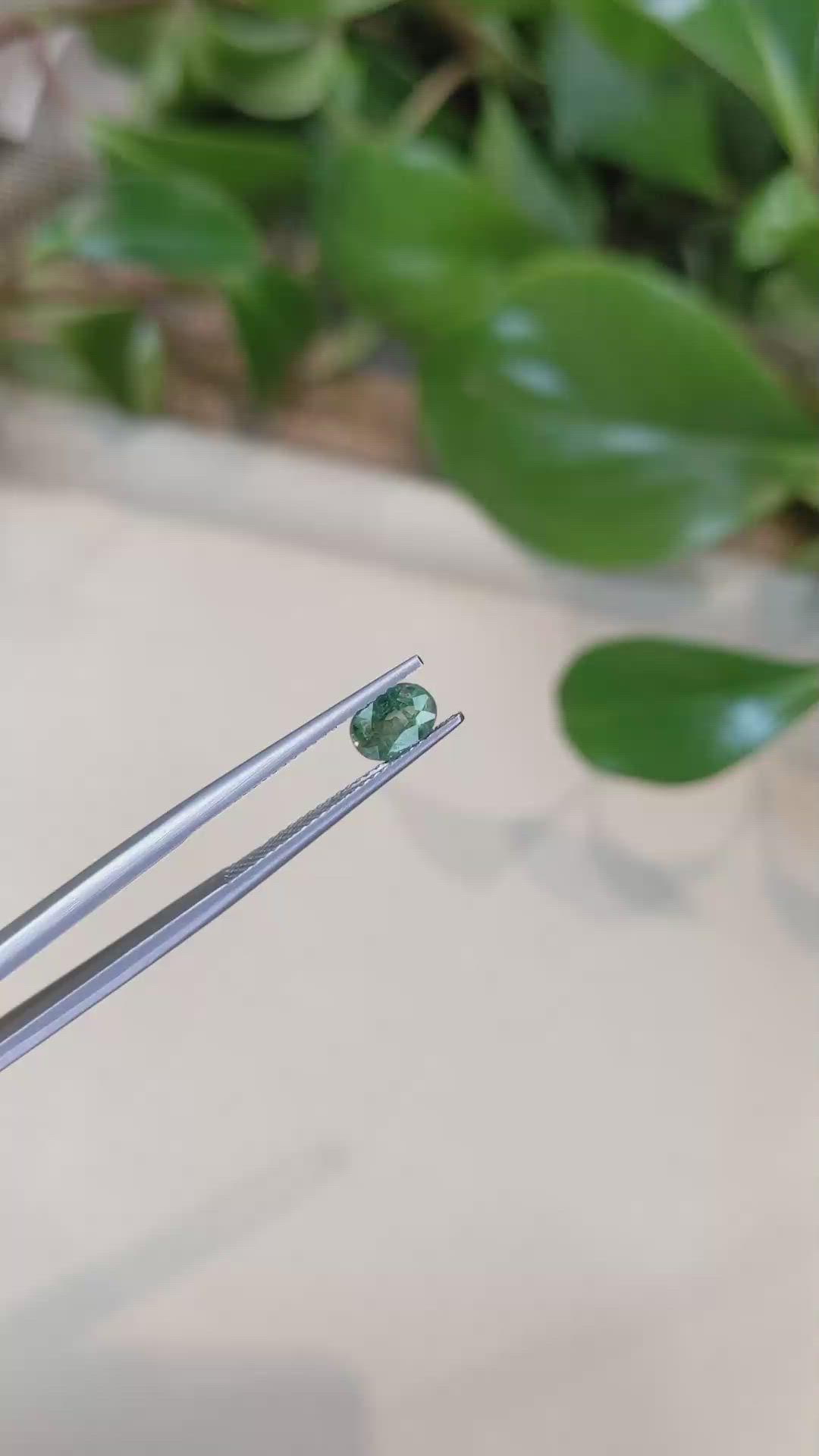 0.88 Ct. Green Sapphire from Thailand Size Video