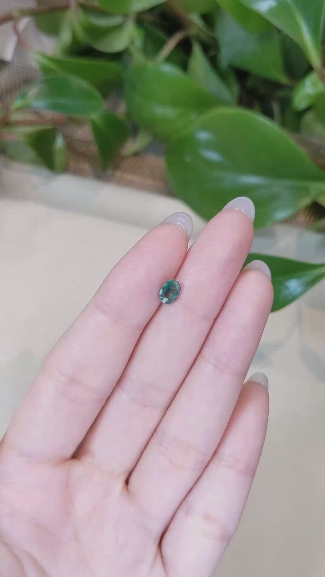 0.88 Ct. Green Sapphire from Thailand Size Video