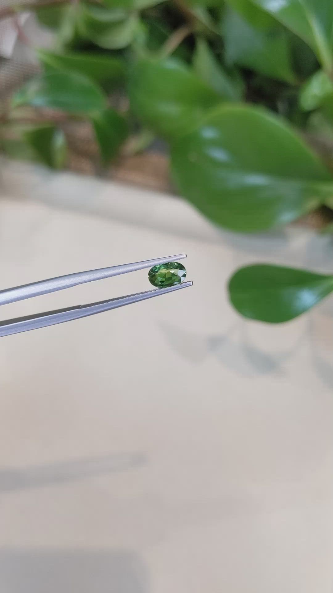 0.70 Ct. Green Sapphire from Thailand Size Video