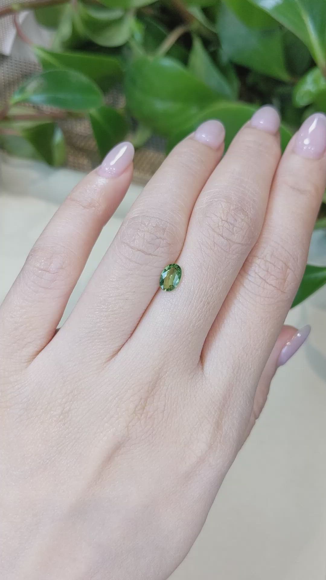 0.70 Ct. Green Sapphire from Thailand Size Video