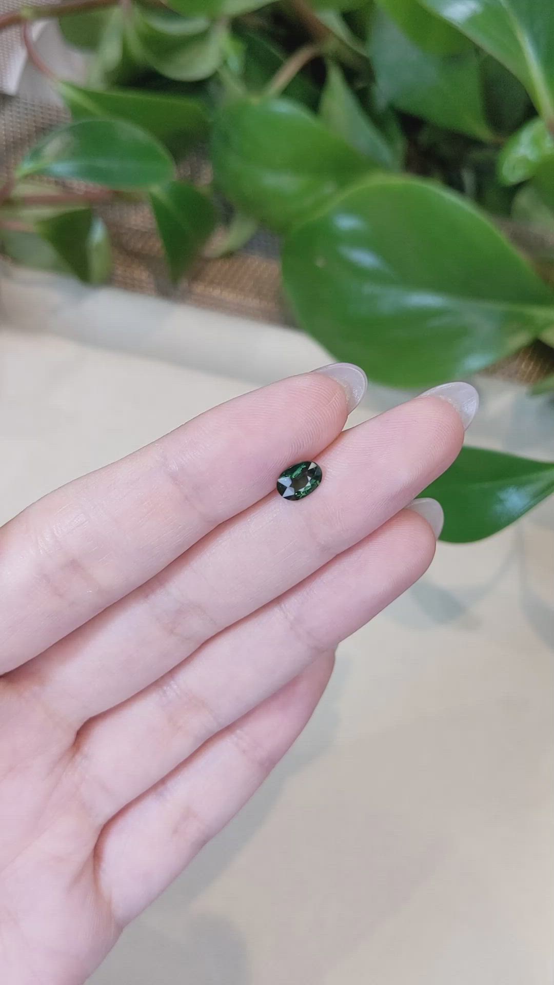 0.84 Ct. Bluish Green Sapphire from Thailand Size Video